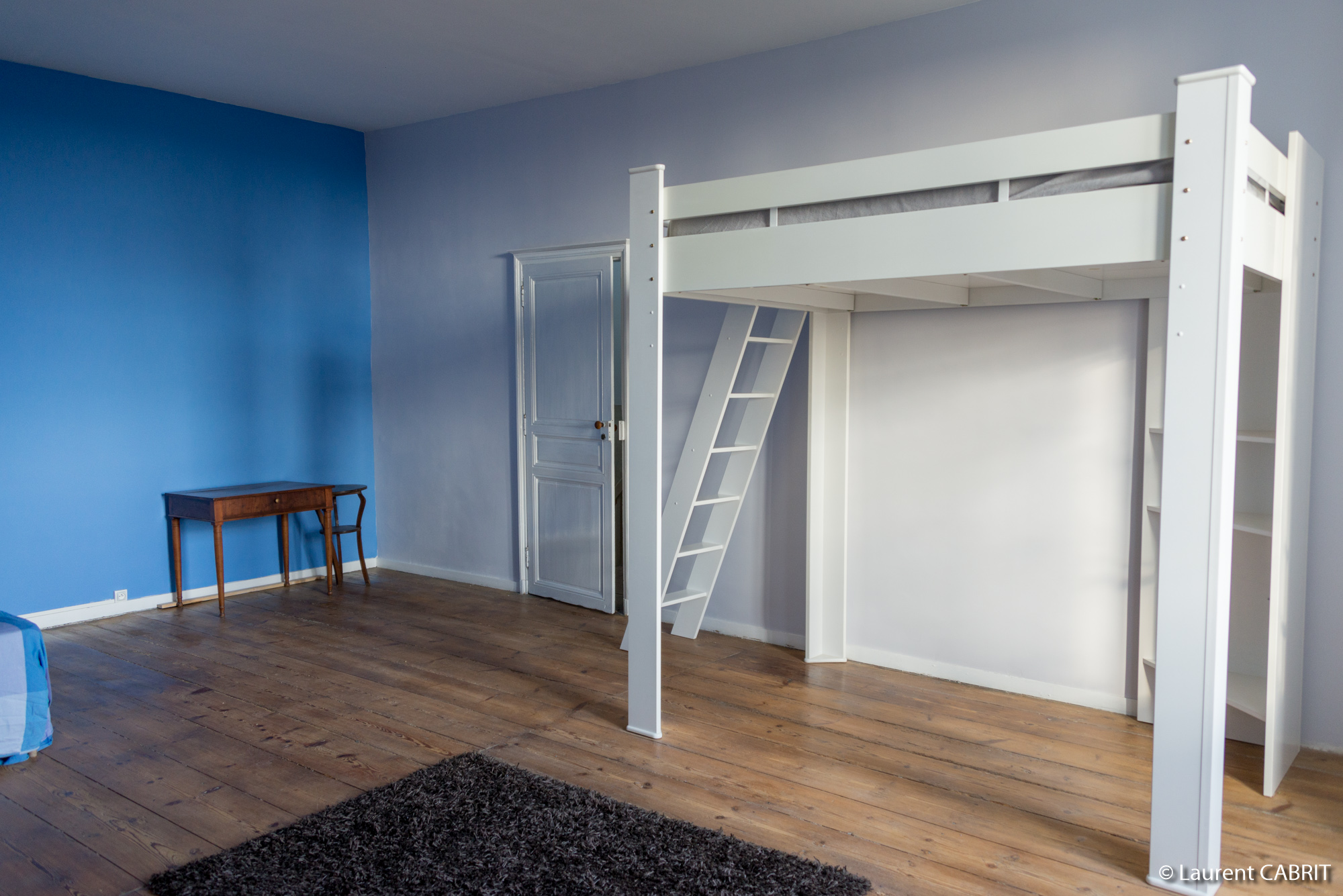 Chambre Bleue 34 m² - Lit Double 140x200 + Lit Double 140x200 Mezzanine - [Location Langoiran Bordaux Ligassonne]